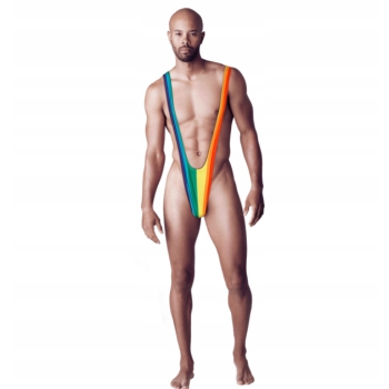 Mankini tęcza STRÓJ KĄPIELOWY BORATA STRINGI FACET
