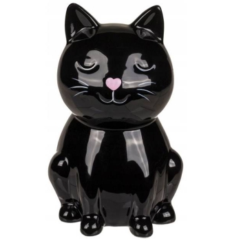 SKARBONKA Ceramiczna KOT Kotek CZARNA KLUCZYK 15CM