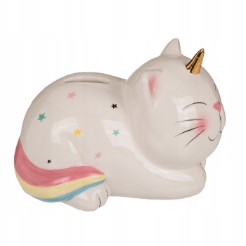 Skarbonka kot kotek jednorożec z tęczowym ogonkiem prezent na mikołajki